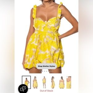 Akira A SPRING DAY BROCADE BUBBLE MINI DRESS In Yellow Multi